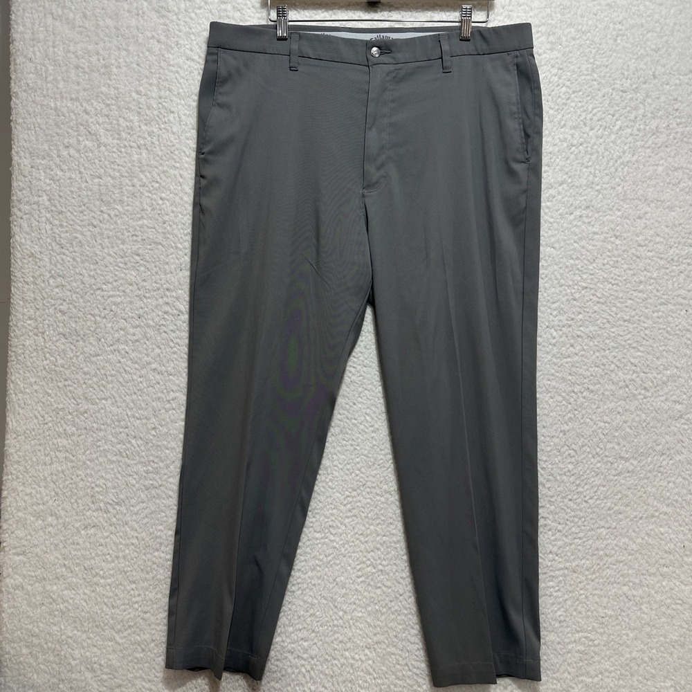 Callaway Golf Pants Men's Size 38 Gray Stretch Waist Flat Front Belt Loops